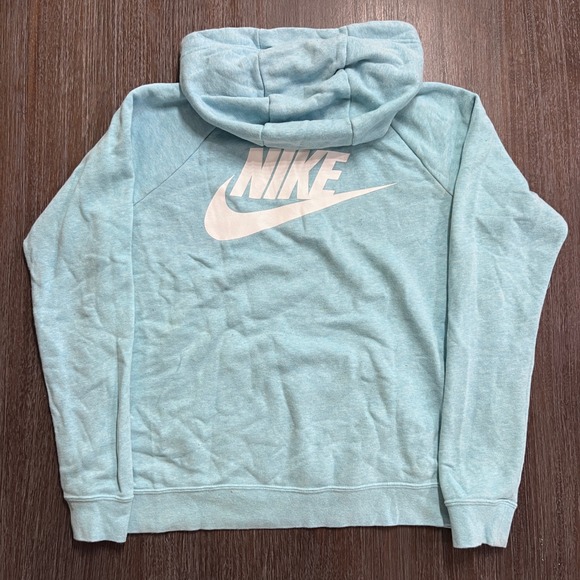 Nike Womens Light Blue Swoosh Logo Quarter Zip Hoodie Sweatshirt Size M - Picture 2 of 9